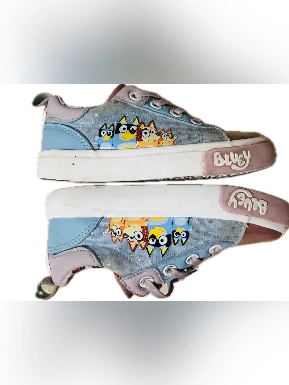 2 Pair Bluey Bingo Glitter Sneakers Girl’s  Toddler Size 10